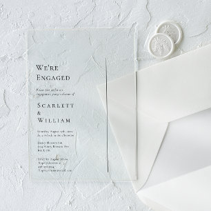 Invitations En Acrylique Simple Moderne Minimaliste Nous sommes fiancés