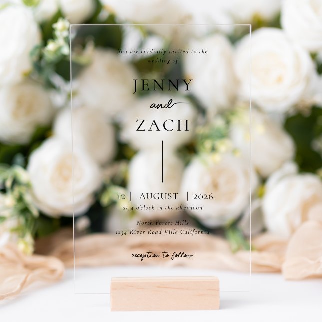 Invitations En Acrylique Simple Moderne Photo De Mariage (Créateur téléchargé)