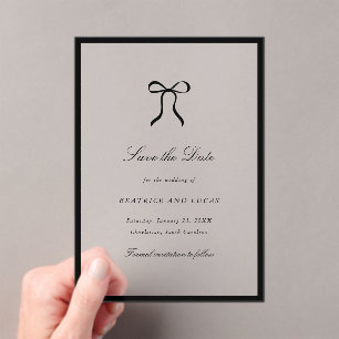 Invitations En Acrylique Simple Nœud Papillon Mariage Classique Enregistrer