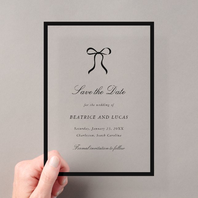 Invitations En Acrylique Simple Nœud Papillon Mariage Classique Enregistrer (In situ (ordinateur de poche))