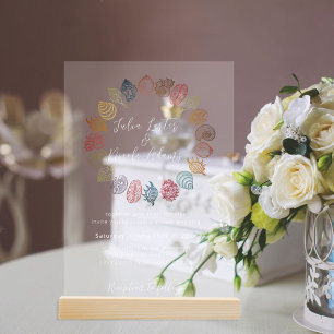 Invitations En Acrylique Simple Océan Bleu Mariage Coquillage de Plage