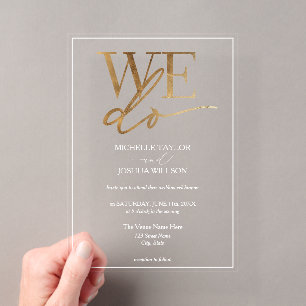 Invitations En Acrylique Simple Or Élégant Minimaliste NOUS Faisons Mariage