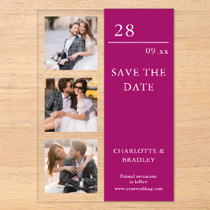 Invitations En Acrylique Simple Photo de mariage à sauvegarder la date