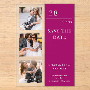 Invitations En Acrylique Simple Photo de mariage pour annoncer la date