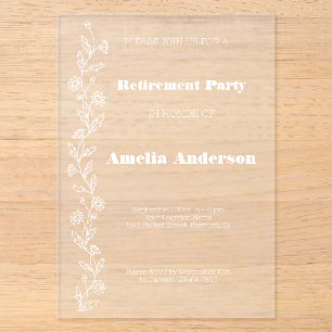 Invitations En Acrylique Simple retraite marguerite blanche
