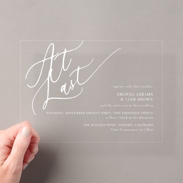 Invitations En Acrylique Simple Script Minimal Classique Enfin Mariage  (In situ (ordinateur de poche))