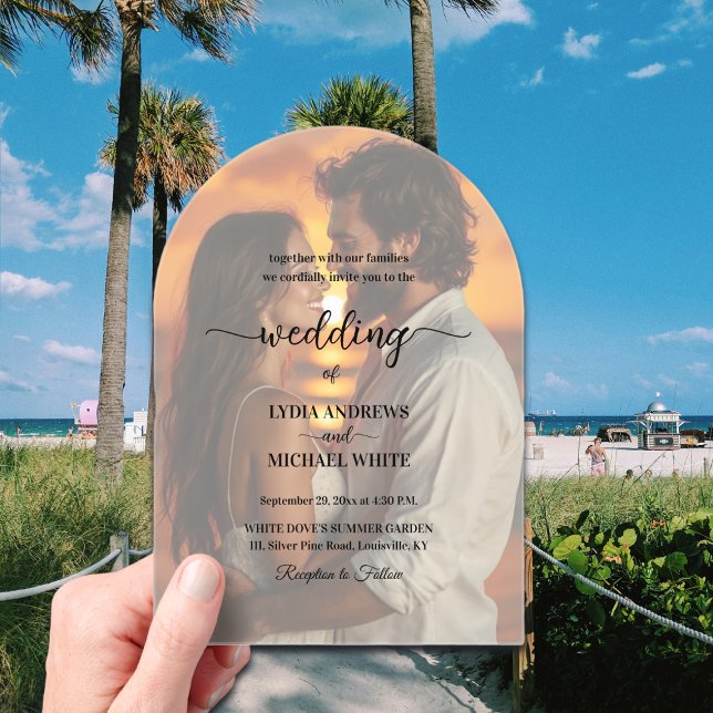Invitations En Acrylique Simple superposition de texte sur une photo de mar (Créateur téléchargé)