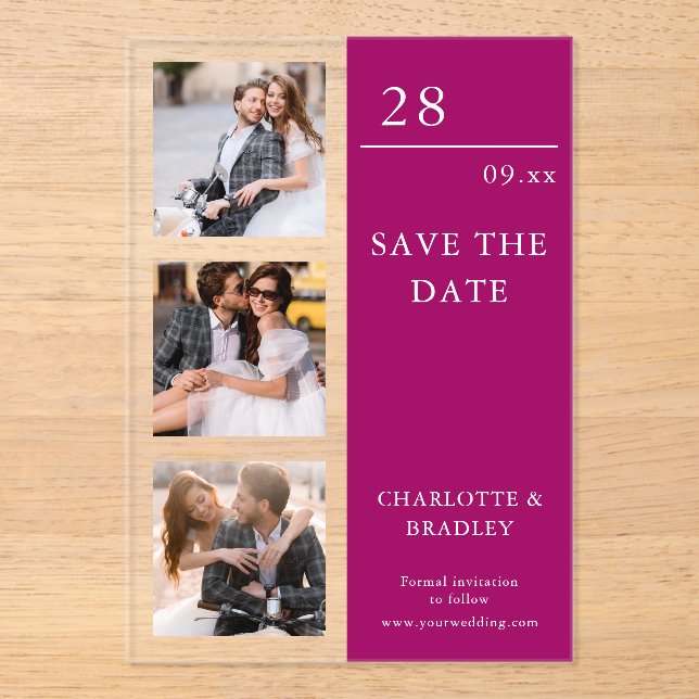 Invitations En Acrylique Simple Wedding Save The Date Photo Picture (Recto)