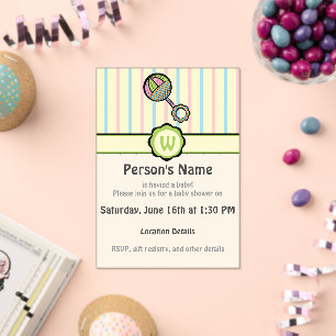 Invitations En Acrylique Simplement Douce Baby Shower Hochet