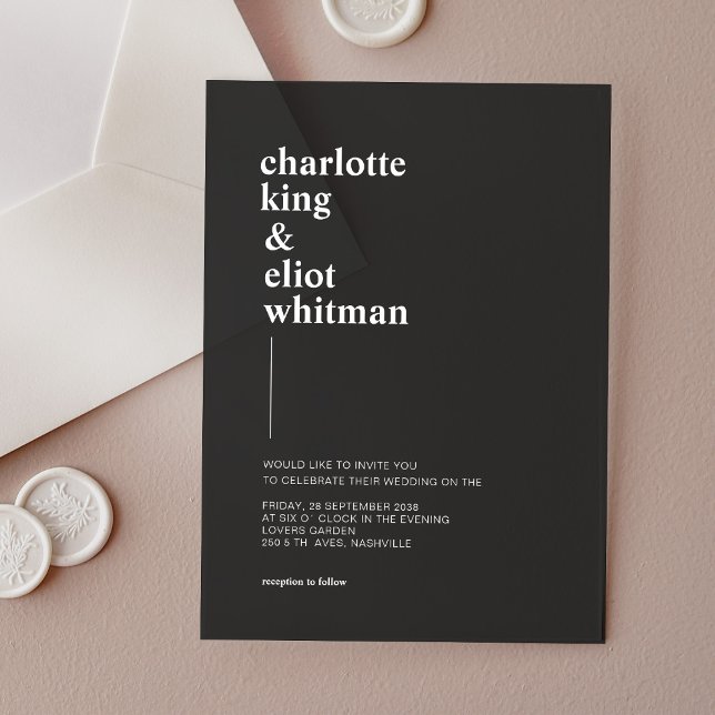 Invitations En Acrylique Simplement moderne, gras, acrylique gris foncé (Modern, bold, dark grey acrylic  invitations)