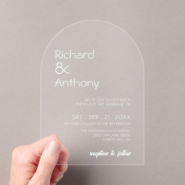 Invitations En Acrylique Simplement Moderne, Mariage Tendances (In situ (ordinateur de poche))