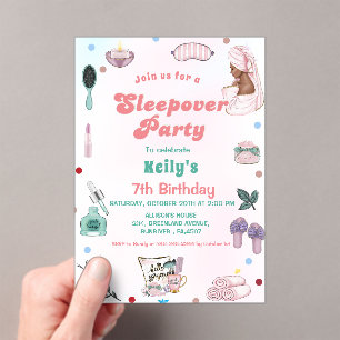 Invitations En Acrylique Sleepover Anniversaire Pamper Party Anniversaire