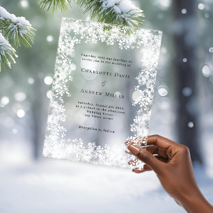 Invitations En Acrylique Snowflakes hiver clair mariage
