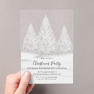 Invitations En Acrylique Snowy Wintry de l'Arbre d'argent Noël