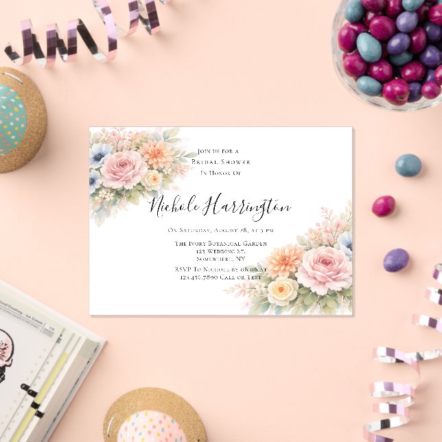 Invitations En Acrylique Soft Watercolor Floral Bridal Shower (Insitu (Célébration))