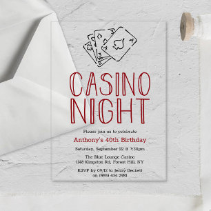 Invitations En Acrylique Soirée Casino Moderne pour Anniversaire