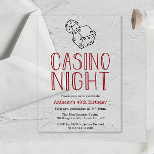 Invitations En Acrylique Soirée de casino moderne pour anniversaire