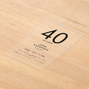 Invitations En Acrylique Soirée du 40e anniversaire