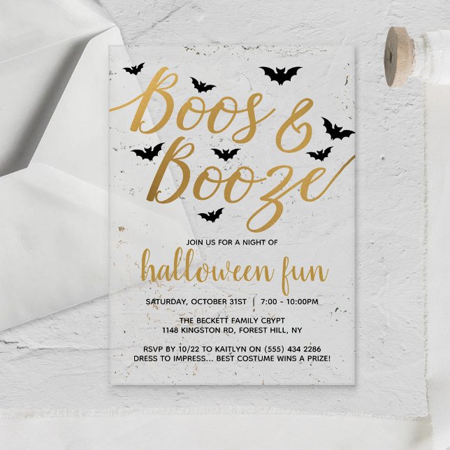 Invitations En Acrylique Soirée Halloween Boos & Booze (Créateur téléchargé)
