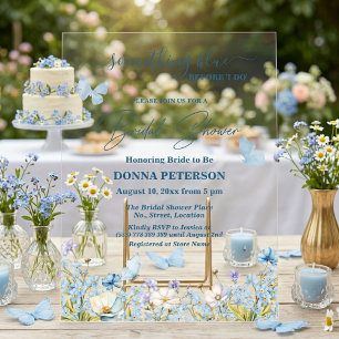 Invitations En Acrylique Something Blue avant 'Oui, je le veux' Floral Baby