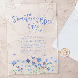 Invitations En Acrylique Something Blue Before I Do Baby Shower