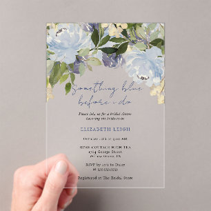 Invitations En Acrylique Something Blue Before I Do Floral Baby Shower Brid