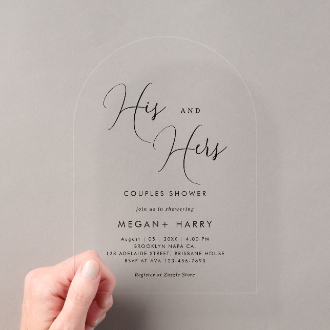 Invitations En Acrylique Son & Elle Simple Couple Shower Nuptial (In situ (ordinateur de poche))