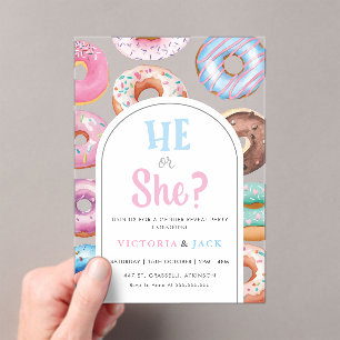 Invitations En Acrylique Son ou elle aquarelle Donut Motif genre révéler