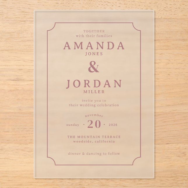 Invitations En Acrylique Sophisticated Cream Elegant Border (Recto)
