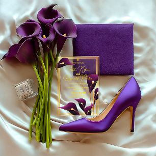 Invitations En Acrylique Sophistiqué violet Calla Lily Mariage