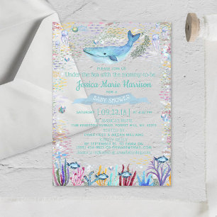 Invitations En Acrylique Sous la mer   Baby shower à thème océanique
