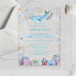 Invitations En Acrylique Sous la mer Tout âge Anniversaire