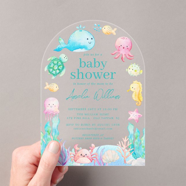 Invitations En Acrylique Sous le Baby shower Sea Adventure (In situ (ordinateur de poche))