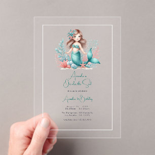 Invitations En Acrylique « Sous l'océan » Fête du premier anniversaire de l