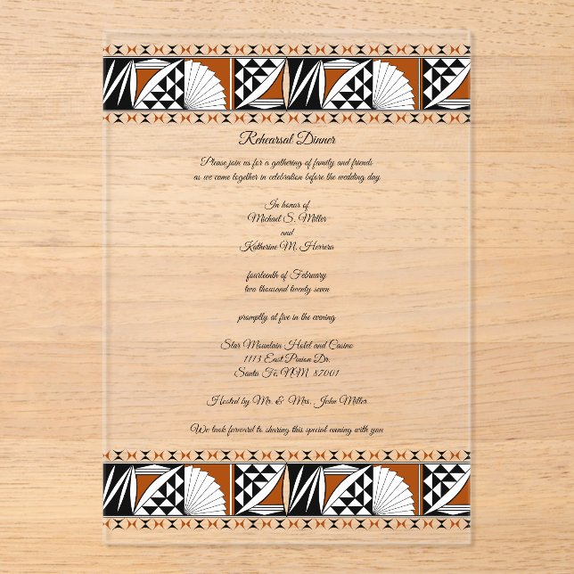 Invitations En Acrylique Southwest Sunrise (Recto)