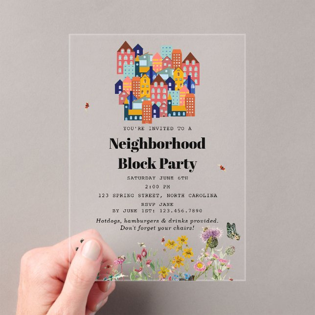 Invitations En Acrylique Spring Neighborhood BBQ Block Party (In situ (ordinateur de poche))