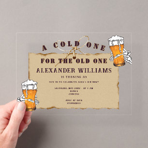 Invitations En Acrylique Squelette Une Bière Froid Pour L'anniversaire De L