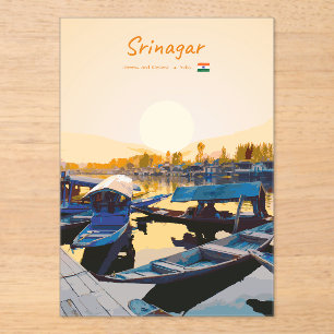 Invitations En Acrylique Srinagar, Inde - Bateaux Shikara du lac Dal