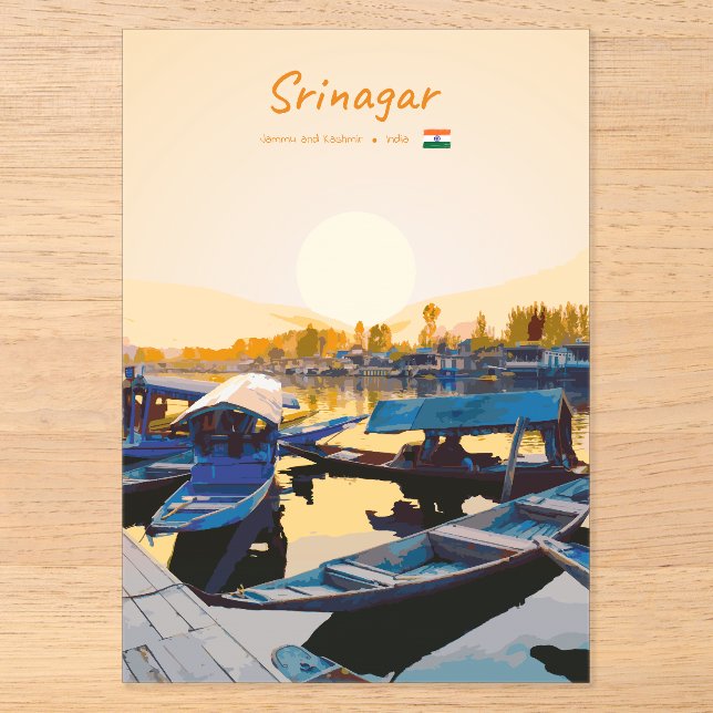 Invitations En Acrylique Srinagar, Inde - Bateaux Shikara du lac Dal (Recto)
