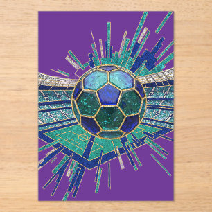 Invitations En Acrylique Stade de football en mosaïque Explosion Abstraite