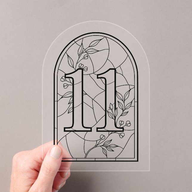 Invitations En Acrylique Stained Glass Style Table Number Eleven (In situ (ordinateur de poche))