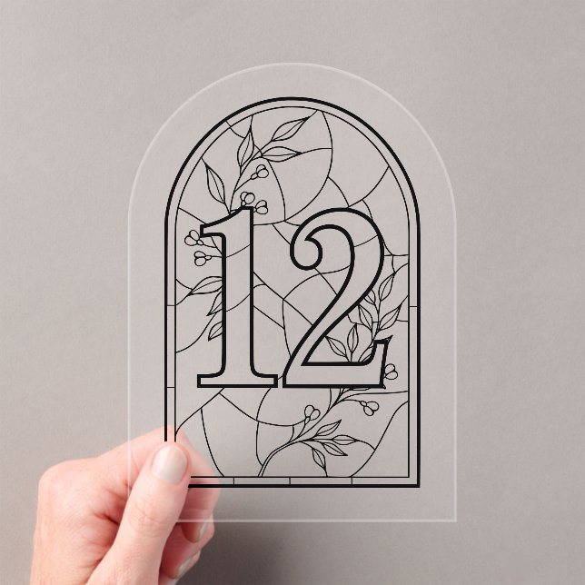 Invitations En Acrylique Stained Glass Style Table Number Twelve (In situ (ordinateur de poche))