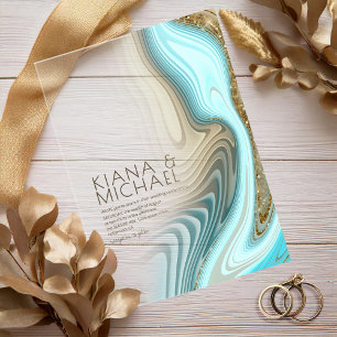 Invitations En Acrylique Strates de paillettes abstraites Mariage ID903