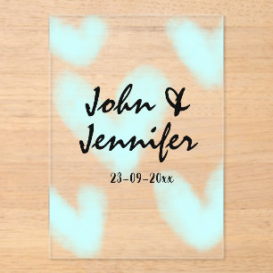 Invitations En Acrylique style de texte minimal simple blanc mariage cœur b