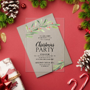 Invitations En Acrylique Succursale et fête de Noël des baies