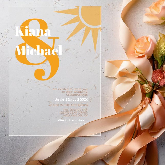 Invitations En Acrylique Sunshine Typography Mariage Marigold ID1048 (Créateur téléchargé)