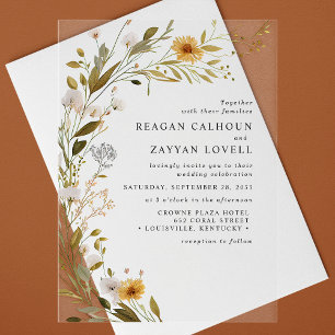 Invitations En Acrylique Superbe Fleur sauvage Rustique Floral Mariage