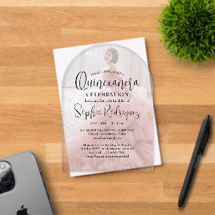 Invitations En Acrylique Superposition de photo de Quinceañera moderne pour