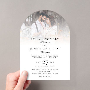 Invitations En Acrylique Superposition de photo élégante Mariage Formel 