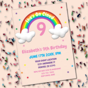 Invitations En Acrylique Sur Cloud 9 ! Anniversaire arc-en-ciel